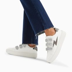 Vanessa Wu Sneakers | Baskets Eclair Angela Blanc Et Zebre A Scratchs Argent