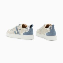 Vanessa Wu Sneakers | Baskets Monogramme Joyce Argent Zebre Et Bleu-Gris