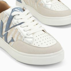 Vanessa Wu Sneakers | Baskets Monogramme Joyce Argent Zebre Et Bleu-Gris