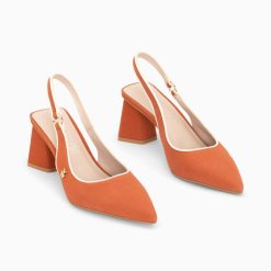 Vanessa Wu Escarpins | Escarpins Slingback Lara Orange A Bout Pointu