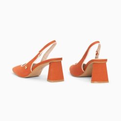 Vanessa Wu Escarpins | Escarpins Slingback Lara Orange A Bout Pointu