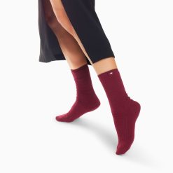 Vanessa Wu Chaussettes | Chaussettes Ella Bordeaux Cotelees