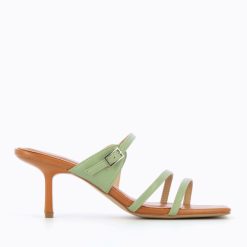 Vanessa Wu Sandales A Talon, Compensees | Mules Kitten Heel Axelle Vert Amande