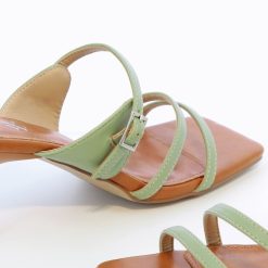 Vanessa Wu Sandales A Talon, Compensees | Mules Kitten Heel Axelle Vert Amande