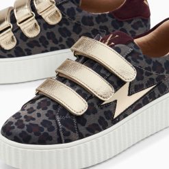 Vanessa Wu Sneakers | Baskets Eclair Maelle Leopard Et Or A Scratchs