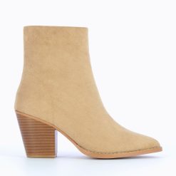 Vanessa Wu Bottines | Bottines A Talon Julia En Suedine Beige