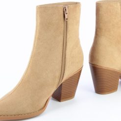 Vanessa Wu Bottines | Bottines A Talon Julia En Suedine Beige