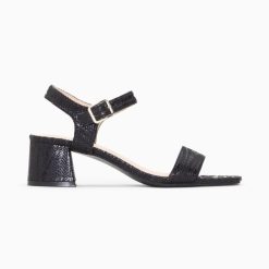 Vanessa Wu Sandales A Talon, Compensees | Sandales A Talon Jenna Noires En Tissu Jacquard