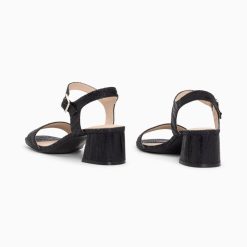 Vanessa Wu Sandales A Talon, Compensees | Sandales A Talon Jenna Noires En Tissu Jacquard