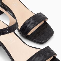 Vanessa Wu Sandales A Talon, Compensees | Sandales A Talon Jenna Noires En Tissu Jacquard