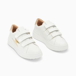 Vanessa Wu Sneakers | Baskets Eclair Fanny Blanc Et Or A Scratchs