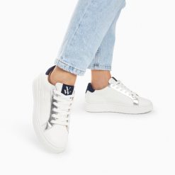 Vanessa Wu Sneakers | Baskets Eclair Romane Blanc Et Bleu A Lacets