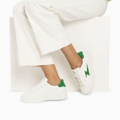 Vanessa Wu Sneakers | Baskets Eclair Angie Blanc Et Vert A Lacets