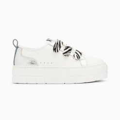 Vanessa Wu Sneakers | Baskets Bridget Argent Et Zebre A Plateforme