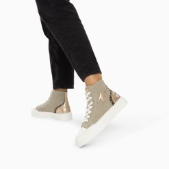 Vanessa Wu Sneakers | Baskets Eclair Laure Montantes Kaki Et Champagne