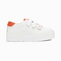 Vanessa Wu Sneakers | Baskets Coraline Blanc Et Orange A Plateforme