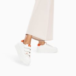 Vanessa Wu Sneakers | Baskets Coraline Blanc Et Orange A Plateforme