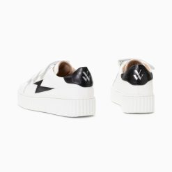 Vanessa Wu Sneakers | Baskets Eclair Elsa Blanc Et Noir Croco A Scratchs