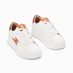 Vanessa Wu Sneakers | Baskets Eclair Joy Blanc Et Ocre A Lacets