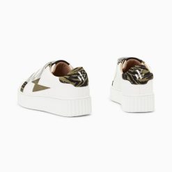 Vanessa Wu Sneakers | Baskets Eclair Ingrid Blanc Et Kaki Imprime Zebre A Scratchs