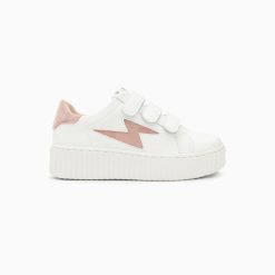 Vanessa Wu Sneakers | Baskets Eclair Mini Vicky Blanc Et Vieux Rose A Scratchs