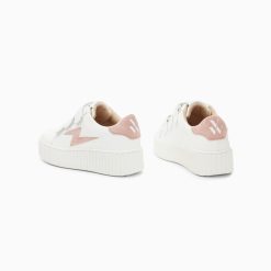 Vanessa Wu Sneakers | Baskets Eclair Mini Vicky Blanc Et Vieux Rose A Scratchs