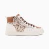 Vanessa Wu Sneakers | Baskets Montantes Gwen Blanc Et Marron A Lacets Leopard