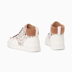 Vanessa Wu Sneakers | Baskets Montantes Gwen Blanc Et Marron A Lacets Leopard