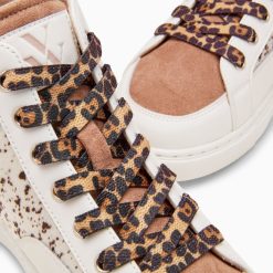 Vanessa Wu Sneakers | Baskets Montantes Gwen Blanc Et Marron A Lacets Leopard