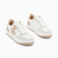 Vanessa Wu Sneakers | Baskets Monogramme Esmee Blanc Et Beige