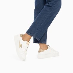 Vanessa Wu Sneakers | Baskets Eclair Joy Blanc Et Or A Lacets