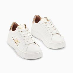 Vanessa Wu Sneakers | Baskets Eclair Joy Blanc Et Or A Lacets