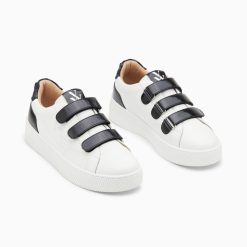 Vanessa Wu Sneakers | Baskets Eclair Oxanna Blanches A Scratchs Noirs