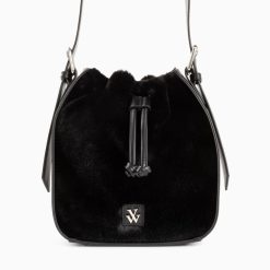 Vanessa Wu Sacs | Sac Bourse Gladis Noir En Fausse Fourrure