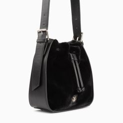 Vanessa Wu Sacs | Sac Bourse Gladis Noir En Fausse Fourrure