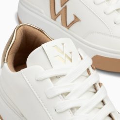 Vanessa Wu Sneakers | Baskets Monogramme Candice Blanc Et Beige