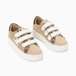 Vanessa Wu Sneakers | Baskets Eclair Scarlett Beiges A Imprime Leopard