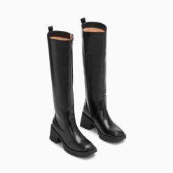 Vanessa Wu Bottes, Cuissardes | Bottes De Pluie Solaine Noires A Talon Crante