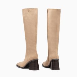 Vanessa Wu Bottes, Cuissardes | Bottes Rita Beiges A Talon Trapeze