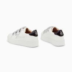 Vanessa Wu Sneakers | Baskets Eclair Jane Blanches En Cuir A Scratchs Argent