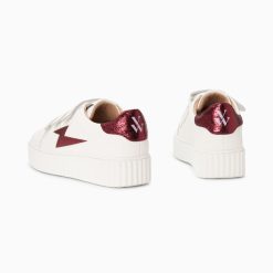 Vanessa Wu Sneakers | Baskets Eclair Kim Blanc Et Bordeaux Metallise A Scratchs