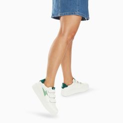 Vanessa Wu Sneakers | Baskets Eclair Damia Blanc Et Vert A Scratchs