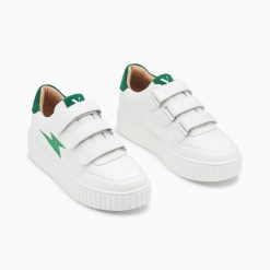 Vanessa Wu Sneakers | Baskets Eclair Damia Blanc Et Vert A Scratchs