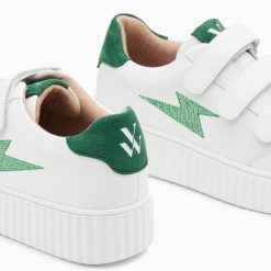 Vanessa Wu Sneakers | Baskets Eclair Damia Blanc Et Vert A Scratchs