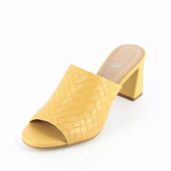 Vanessa Wu Sandales A Talon, Compensees | Mules A Talon Melaurie Jaunes Effet Tresse