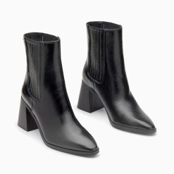 Vanessa Wu Bottines | Bottines Montantes Taylor Noires A Talon Trapeze