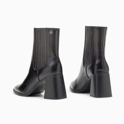 Vanessa Wu Bottines | Bottines Montantes Taylor Noires A Talon Trapeze