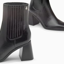 Vanessa Wu Bottines | Bottines Montantes Taylor Noires A Talon Trapeze