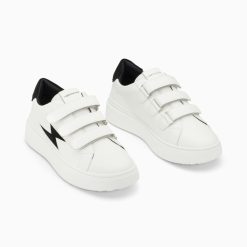 Vanessa Wu Sneakers | Baskets Eclair Fanny Blanc Et Noir A Scratchs