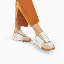 Vanessa Wu Sneakers | Baskets Eclair Paola Beige Et Or A Semelle Running